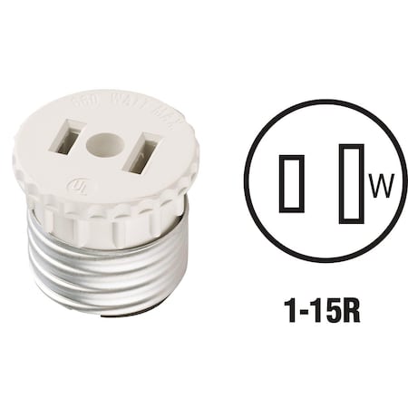 Leviton 600W 120V White Light Socket Adapter 002-00125-000